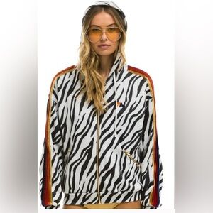 Aviator Nation Zebra Print Hoodie with Velvet Stripes Medium Oversized Sold Out